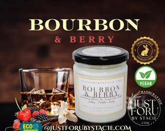 Bourbon & Berry, Jar Candle,  Coconut Wax, 9 oz
