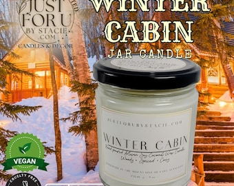 Winter Cabin Scented Jar Candle, 9 oz, cruelty-free.