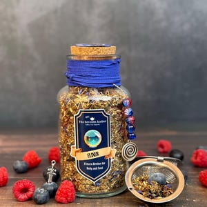 Rooibos Blueberry Tea Blend, Fruity Elixir in Decorative Jar