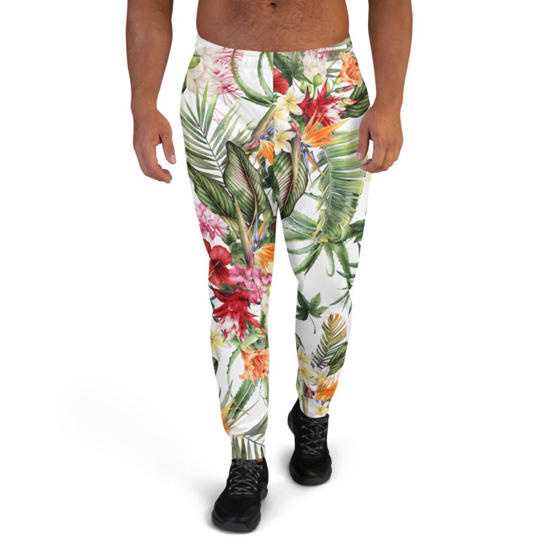 Men's Tropical Flower Joggers - Etsy UK