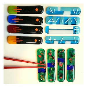 Fused Art Glass Chopstick / Flatware Rest. Sold in sets of 2
