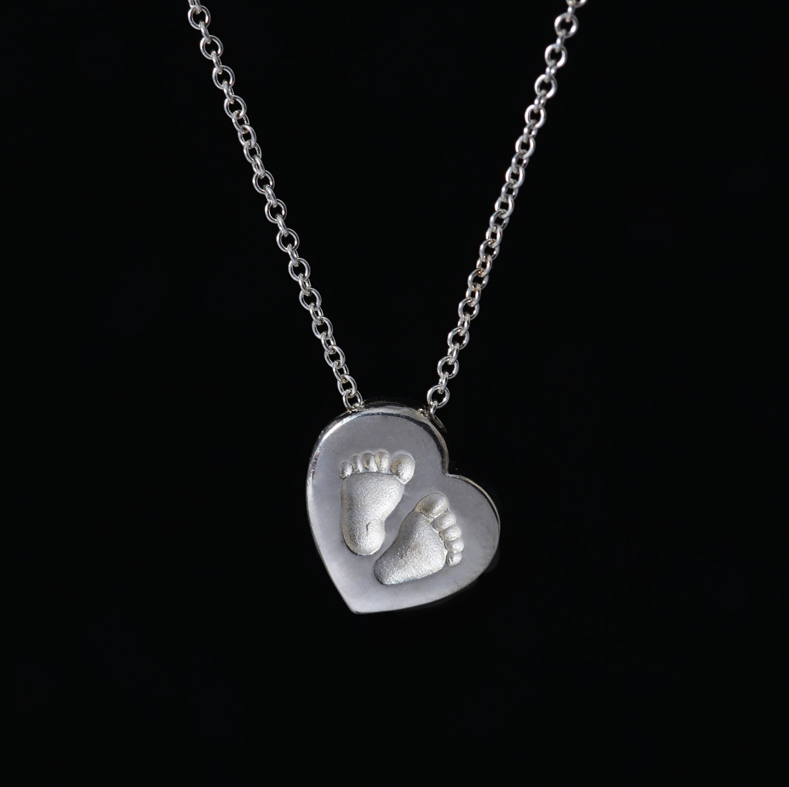 Sterling Silver Baby Feet Necklace With 18 Inch Chain Etsy