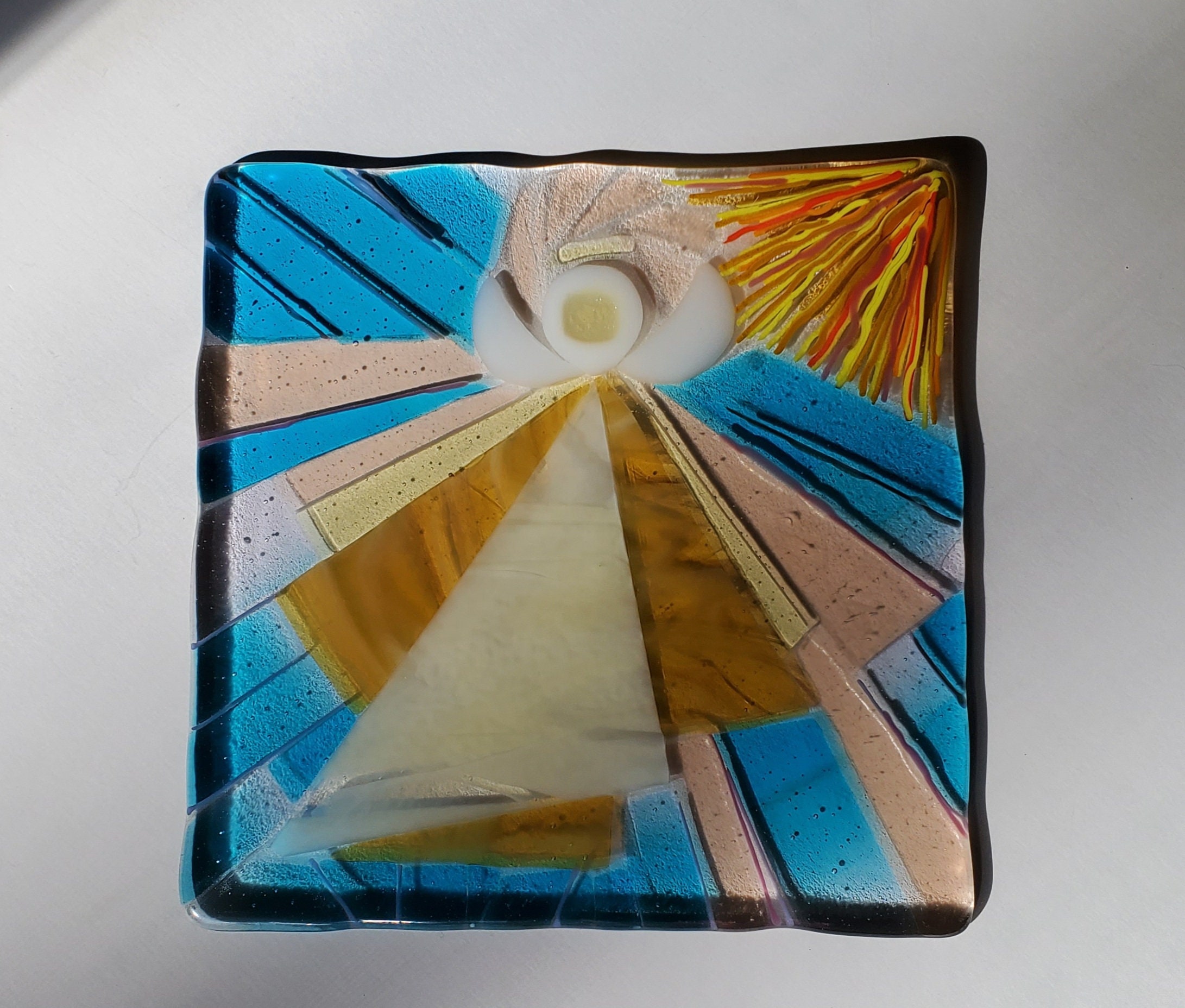 Fused Art Glass Plate 8 inch x 8 inch Etsy