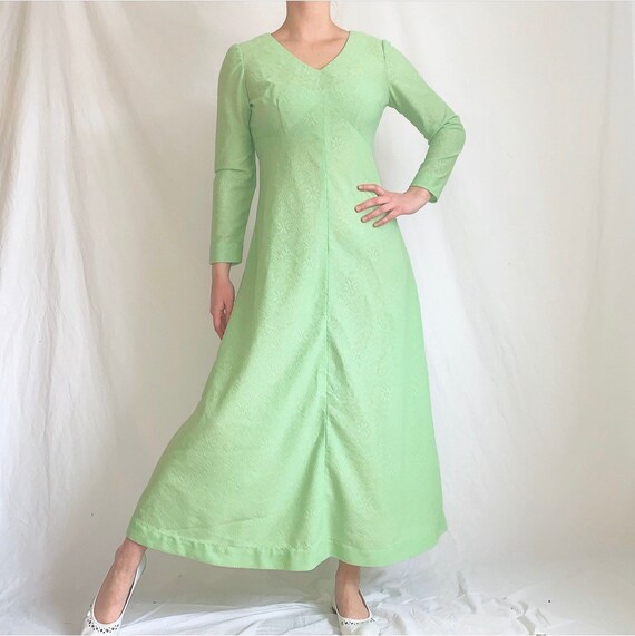 Vintage 1970s Green Lace Maxi Dress