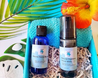 Conjunto de cuidado facial con espuma facial, crema hidratante facial y paño