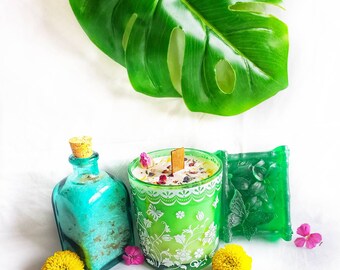 Juego de regalo de mariposa / Juego de baño / Vela de mecha de madera y flores