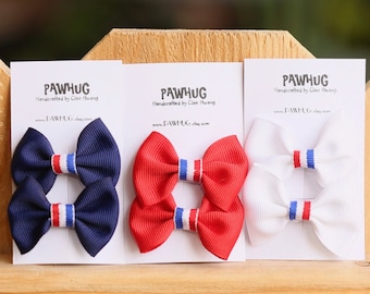 Set of 2 mini three stripes bow(red/white/navy) | Baby girl hair bow, Fourth of July baby bow, Toddler Hair Clips, Girl Hair Bows