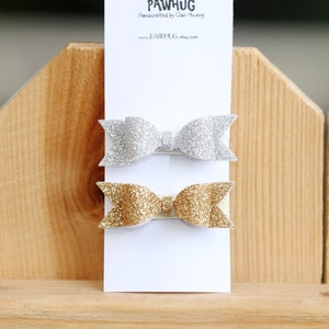 Gold/Silver Glitter hair bow Set, Baby Headbands, Baby Girls hair bow, Glitter Bows, Christmas hair clip, Gold Glitter Bow, Christmas Bows