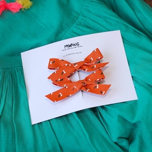 Deep Orange Pigtail bow set | Pigtail bow set, Pigtail set bow, Orange hair bow, Orange cherry bow, summer bow, summer hair clip