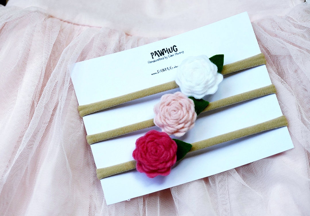 Felt Flower Headbands Set of 3 Newborn Headband, Baby Headband, Toddler