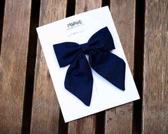 SALE | Navy Blue Hair Bow | Navy Blue Bow, Girls Hair Bow, Navy Hair Clip, Girls Hair Clips, Navy Hair Clip, Sailor Bow