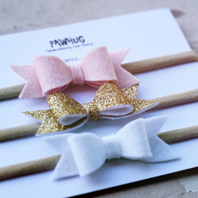 Babyhug Free Size Headbands With Bow Applique Pack of 3 - Pink White & Yellow