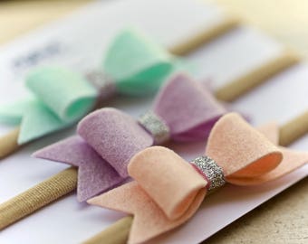 Set of 3 baby bow headband(mint,lilac,baby pink) | Baby headband, Nylon headband, Pastel headband, Mint bow, Lilac bow, Pink bow