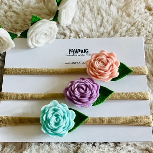 Flower Headbands set of 3 | Newborn headband, Baby headband, Toddler headband, Photo prop, Newborn starter set