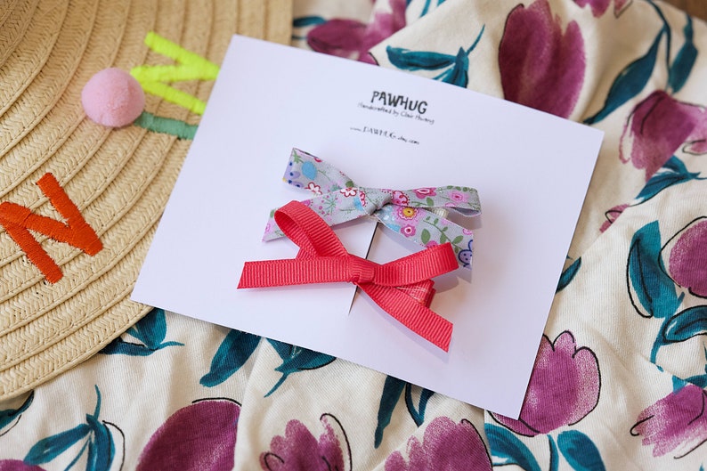 Pigtail Bow Set | Floral Hair Bows, Toddler Hair Clips, Toddler