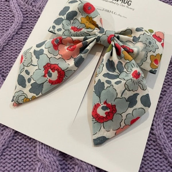 Liberty London Hair Bow| Girls Hair Clip, Liberty of London, Liberty Hair Clip, Floral Hair Bow, Fabric Hair Bow, Sailor bow, baby hair bow