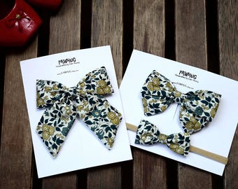 Green floral hair bow set of 3 | Christmas hair clip, Fabric hair bow, Floral hair bow, Green floral hair bow, Fall hair bow, Christmas gift