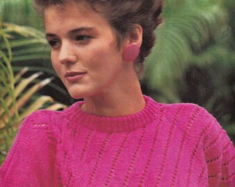 Ladies Pretty Short Sleeve Top, Vintage Knitting Pattern, PDF,  Digital Download - D457