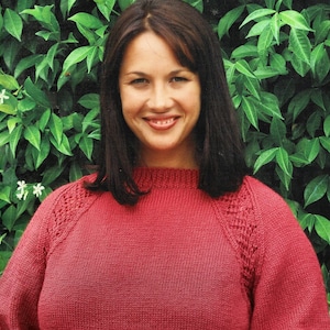 Ladies Plus Size Long Line Sweater with Lace Panel Inserts, Vintage Knitting Pattern, PDF, Digital Download - C669