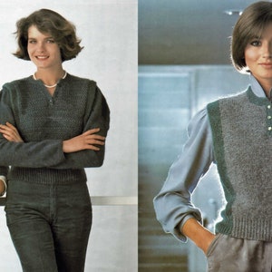 Ladies Stylish Sweaters and Vest with Choice of Front and Back Panels, Vintage Knitting Pattern, PDF, Digital Download - C124