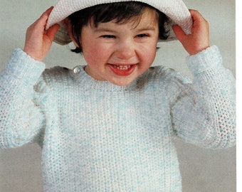 Toddlers and Childrens Timeless Fishermans Rib Sweater, Vintage Knitting Pattern, PDF, Digital Download - A675