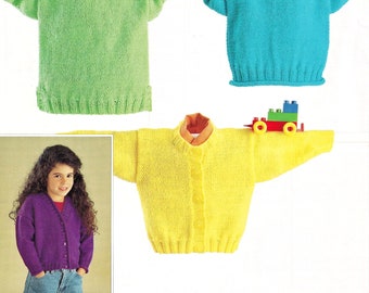 Childrens, Toddlers and Babies "Easy Knit" Cardigans, Tunic and Sweater, Vintage Knitting Pattern, PDF, Digital Download - D810