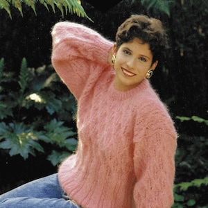 Ladies Pretty Diamond Pattern Mohair Sweater, Vintage Knitting Pattern, PDF, Digital Download - C128