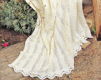 Pretty Feather and Fan Rug with Crochet Edges, Vintage Knitting Pattern, PDF, Digital Download - D177