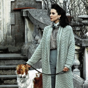 Ladies Fashion Full Length &quot;Easy Knit&quot; Chunky Coat, Vintage Knitting Pattern, PDF, Digital Download - A554