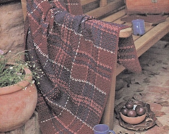 Attraente stile tartan afgano, motivo uncinetto vintage, PDF, download digitale - D174
