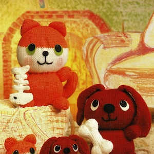 Super Cute Knitted Cats and Dogs Soft Toys, Vintage Knitting Pattern, PDF, Digital Download - C370