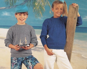 Toddlers and Childrens Smart "Easy Knit" Guernsey Style Sweater, Vintage Knitting Pattern, PDF, Digital Download - A400