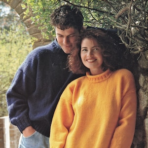 Ladies and Mens "Easy Knit" Aran Sweaters, Vintage Knitting Pattern, PDF, Digital Download - D145