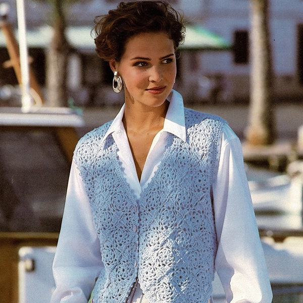 Ladies Classic Point Fronted Waistcoat, Vintage Crochet Pattern, PDF, Digital Download - C626