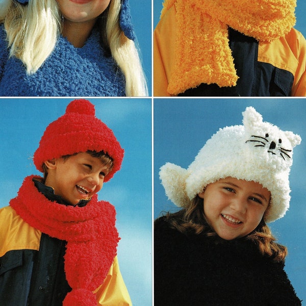 Toddlers and Childrens Warm and Snuggly Hats and Scarves, Vintage Knitting Pattern, PDF, Digital Download - C873