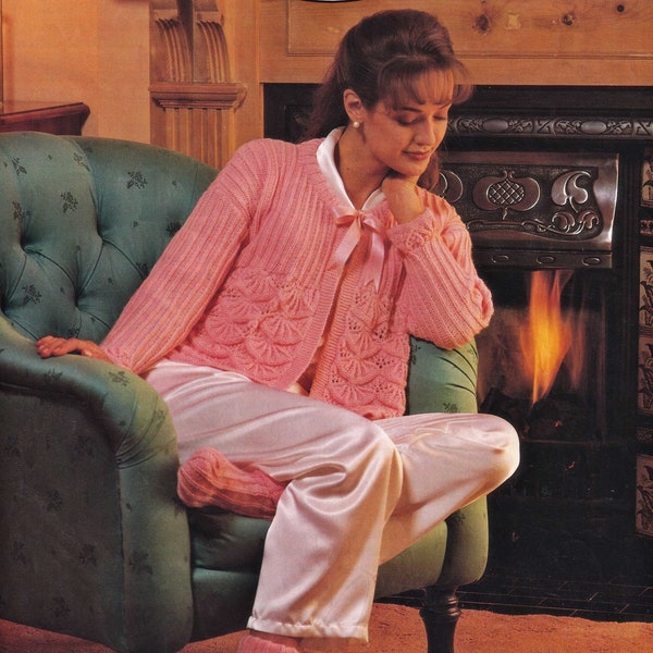 Ladies Pretty Bed Jacket with Matching Socks *Includes Larger Sizes*, Vintage Knitting Pattern, PDF, Digital Download - A991