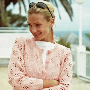 Ladies Pretty Lacey Patterned Summer Cardigan, Vintage Knitting Pattern, PDF, Digital Download - C864