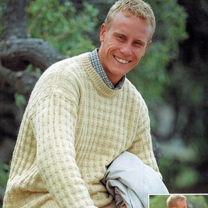 &quot;&quot;Easy Knit&quot;&quot; Strukturierter Herren Pullover mit Rund- oder V-Ausschnitt, Vintage Strickmuster, PDF, digitaler Download - C983.&quot;
