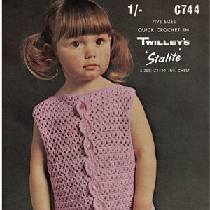 Toddlers and Girls Pretty Crochet Sleeveless Dress, Vintage Crochet Pattern, PDF, Digital Download - B700