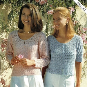 Ladies Pretty Crochet Short and Long Sleeve Cardigans, Vintage Crochet Pattern, PDF, Digital Download - A945