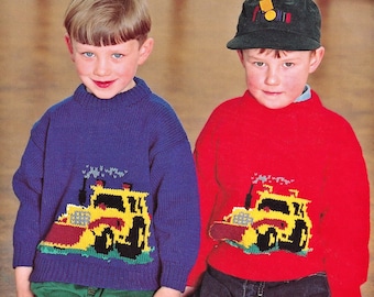 Toddlers and Boys Cool Dozer Sweater, Vintage Knitting Pattern, PDF, Digital Download - D269