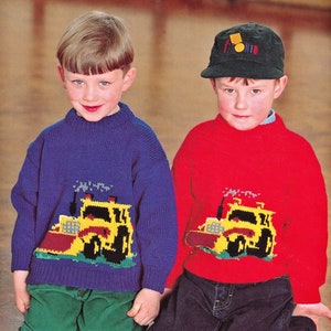 Toddlers and Boys Cool Dozer Sweater, Vintage Knitting Pattern, PDF, Digital Download - D269