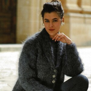 Ladies Gorgeous Mohair Flared Jacket with Raglan Sleeves and Shawl Collar, Vintage Knitting Pattern, PDF, Digital Download - C264
