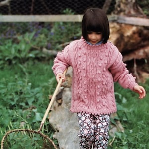 Toddlers and Girls Pretty Cable and Bobble Tunic with Decorative Edgings, Vintage Knitting Pattern, PDF, Digital Download - B319