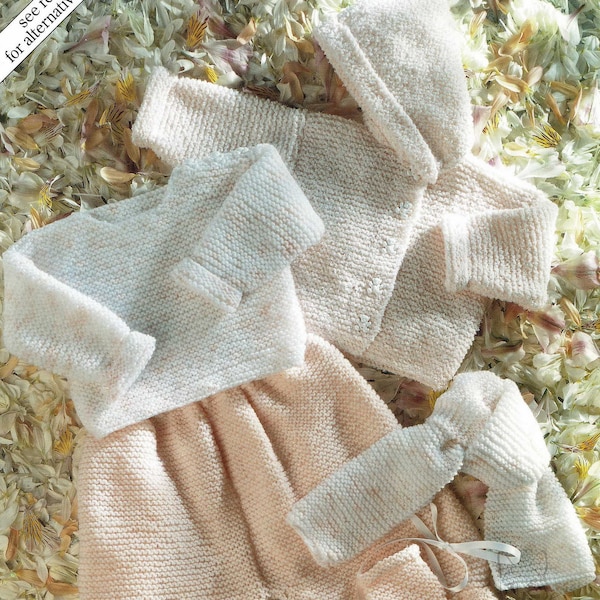 Babies "Easy Knit" Garter Stitch Jacket, Sweater, Pants, Scarf, Mitts and Blanket, Vintage Knitting Pattern, PDF, Digital Download - B829