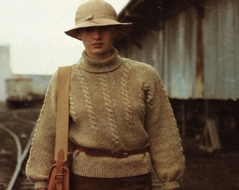 Ladies Stylish Moss Stitch and Cable Sweater, Vintage Knitting Pattern, PDF, Digital Download - C445
