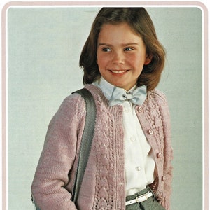 Toddlers and Girls Cardigan with Pretty Lace Front Panels, Vintage Knitting Pattern, PDF, Digital Download - C748