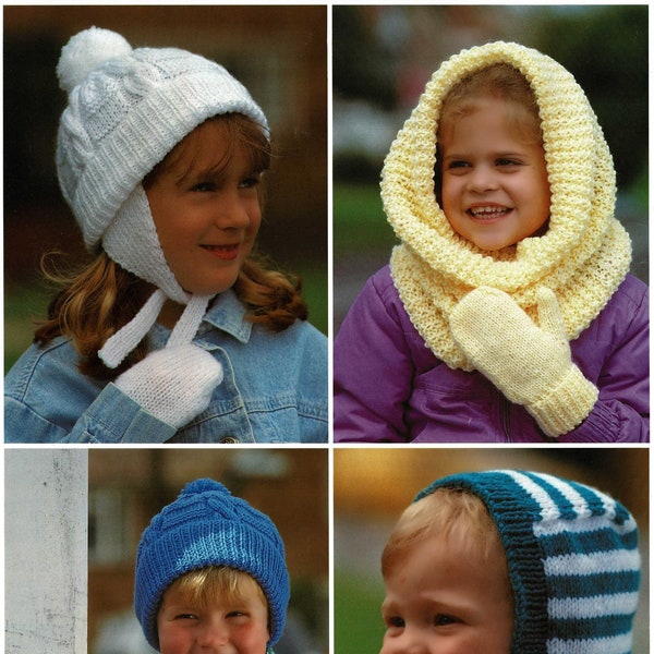 Toddlers and Childrens Assorted Hats and Mittens, Vintage Knitting Pattern, PDF, Digital Download - C862