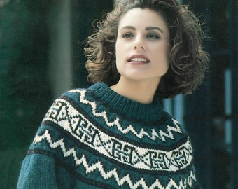 Jersey de punto estilo étnico nórdico Fair Isle para mujer, patrón de punto vintage, PDF, descarga digital - C315