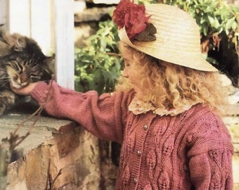 Toddlers and Girls Pretty Leaf Pattern Cardigan, Vintage Knitting Pattern, PDF, Digital Download - A645